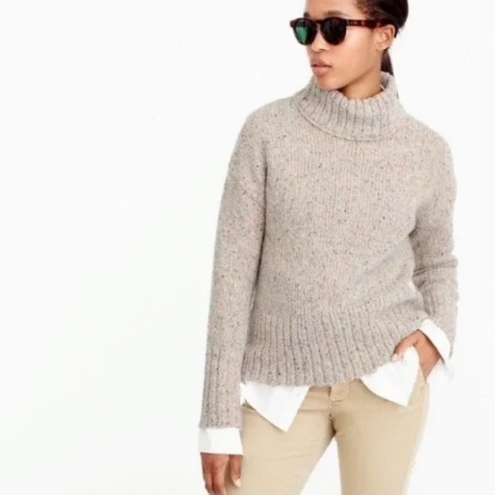 J. Crew Speckled Gray Turtleneck Merino Wool Sweater S